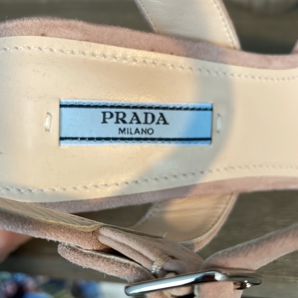 Prada Tan Suede Criss Cross Platform Sandals with Ankle Strap Size 38 (US 8) - Picture 6 of 7